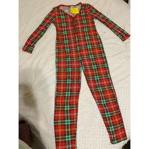 Fashion nova size m women’s plaid Christmas onesie pajama 0755